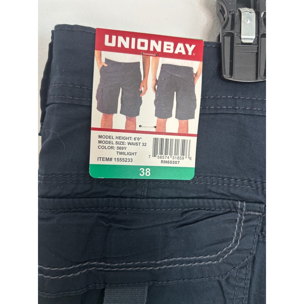 Unionbay NWT Mens Cargo Shorts Twilight Navy Blue Size 38 New 1555233